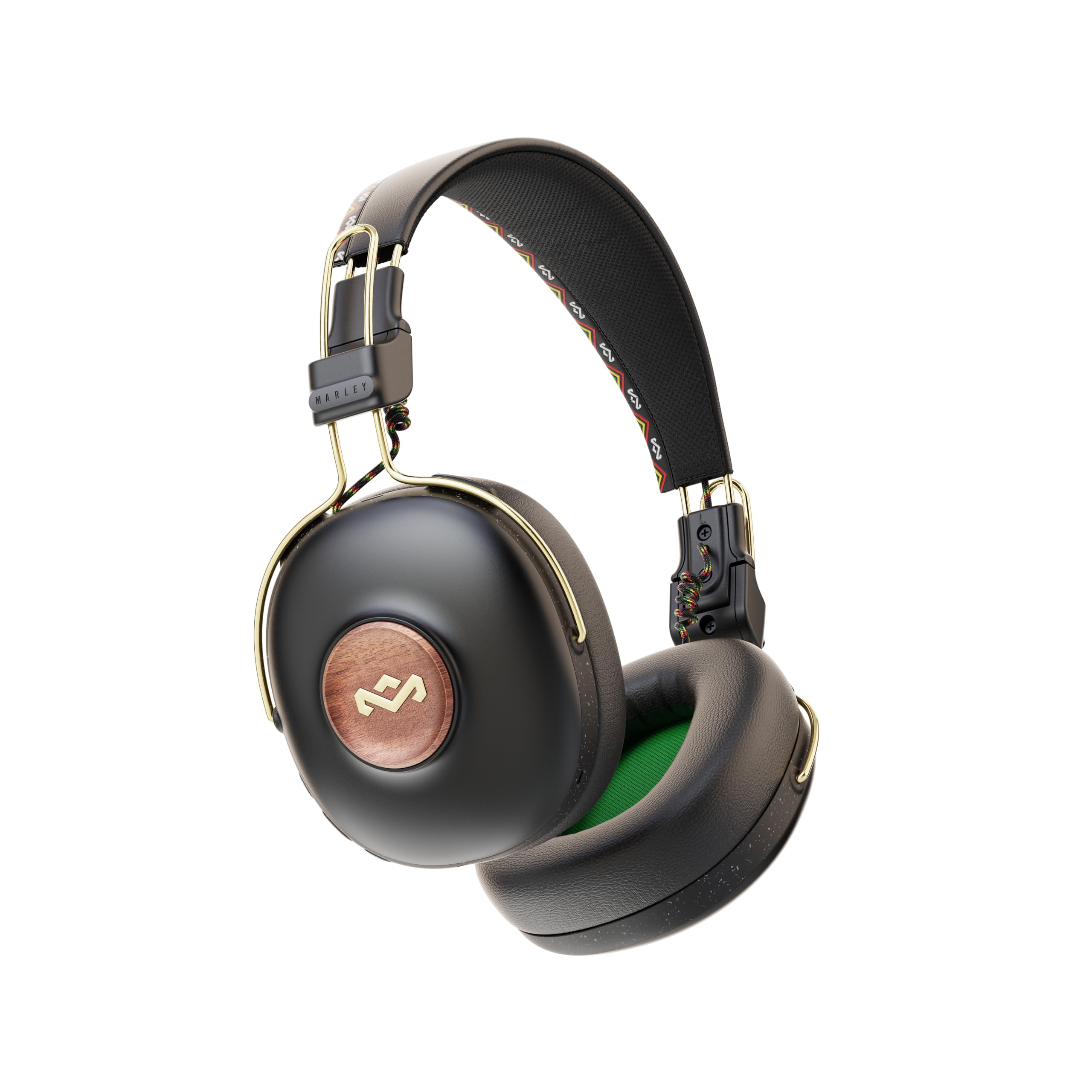 House of Marley Positive Vibration Over-Ear Wireless Bluetooth Headphones with Microphone - 34H Playtime, Quick Charge, Noise Isolation - Perfect for Travel, Work & Music Lovers (Rasta Inspired Design)