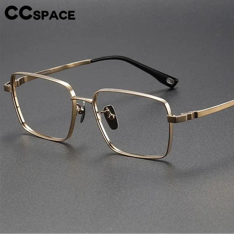 CCspace Men's Full Rim Square Titanium Eyeglasses Frame 57207 - Lightweight Durable Glasses for Work, Reading & Fashion