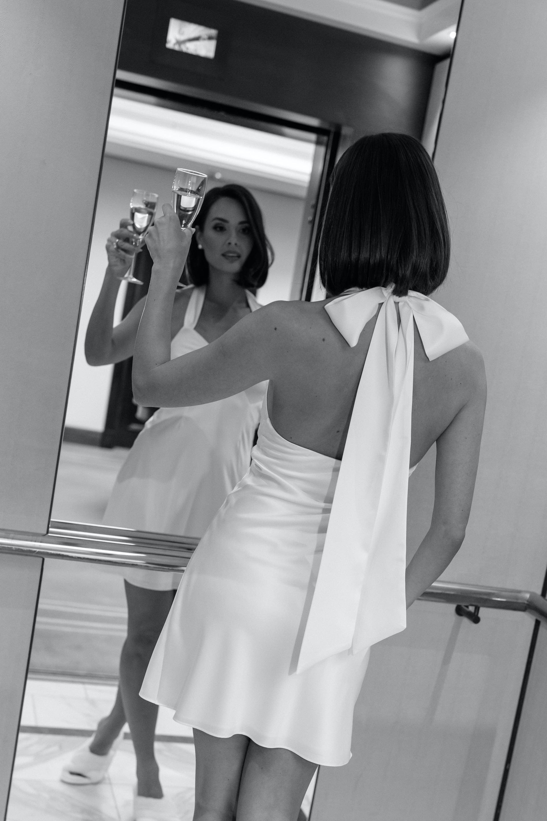 Elegant Lila Bow Satin Bridal Slip Dress - Perfect for Wedding, Bridal Shower & Formal Occasions