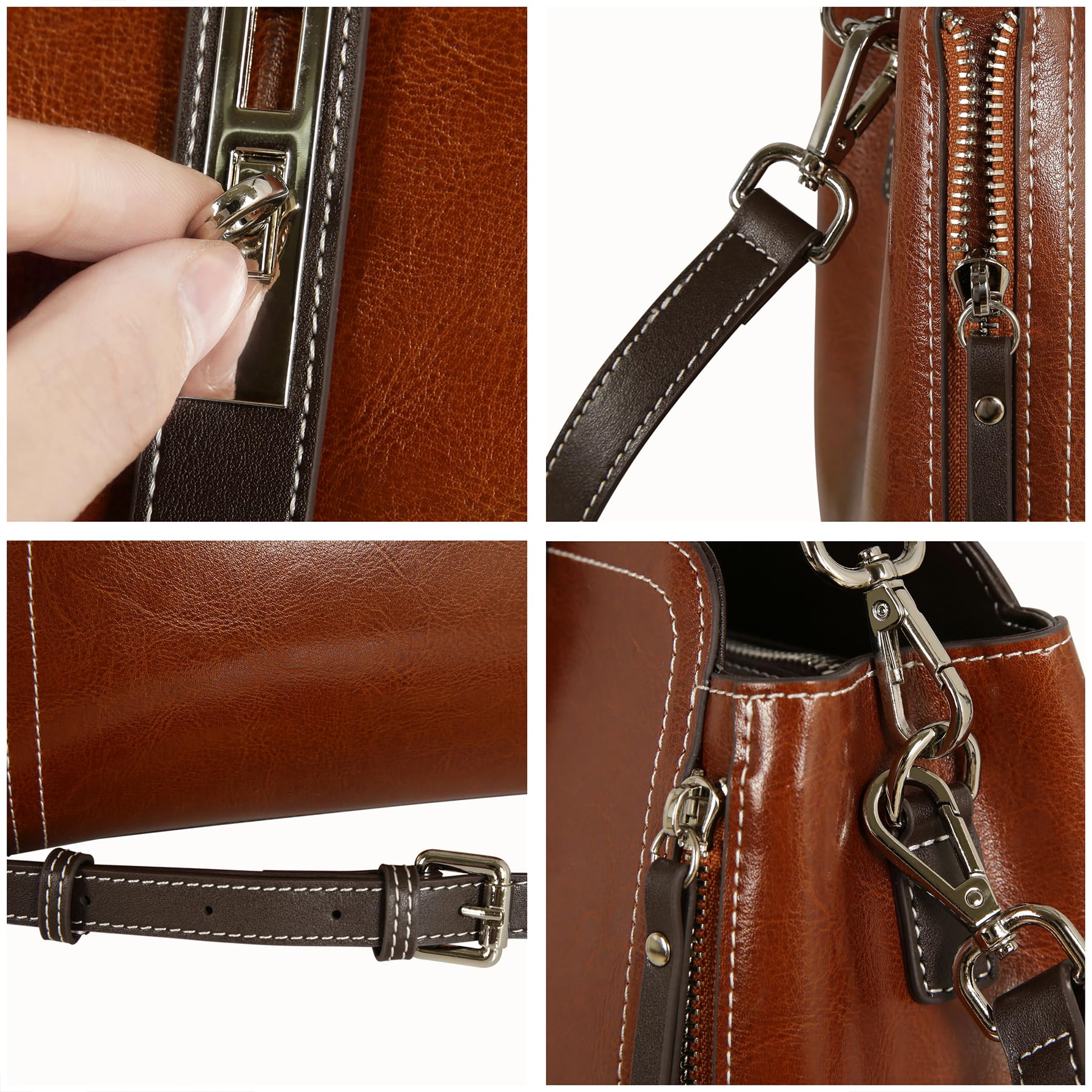HESHE Genuine Leather Handbags for Women - Stylish Shoulder Bags, Satchels & Crossbody Purses | Perfect for Work, Travel & Everyday Use