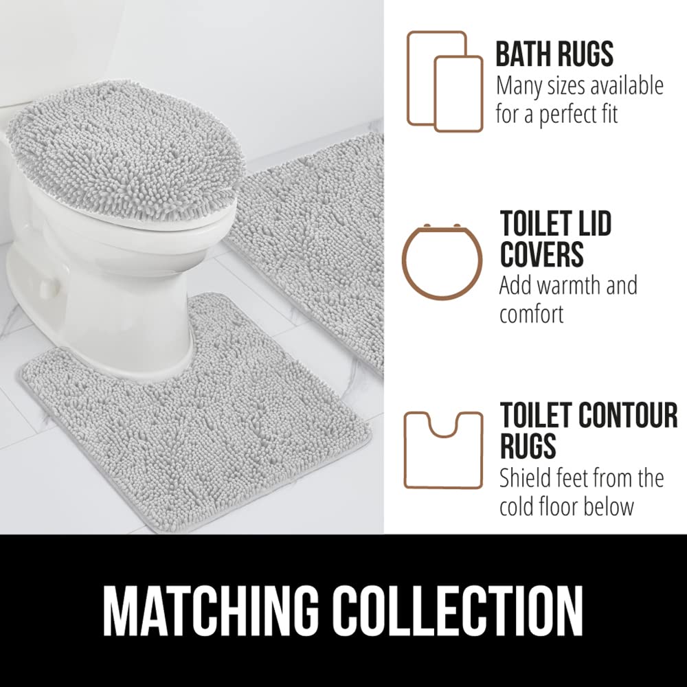 Gorilla Grip Bath Rug Mat 42x24 Inches, Super Soft Absorbent Chenille Bath Mat with Non-Slip Rubber Backing, Quick Dry Microfiber Shower Floor Mats - Machine Washable Bathroom Rug Runner for Home Decor (Light Gray) | Perfect for Bathroom, Shower, and Vanity Areas