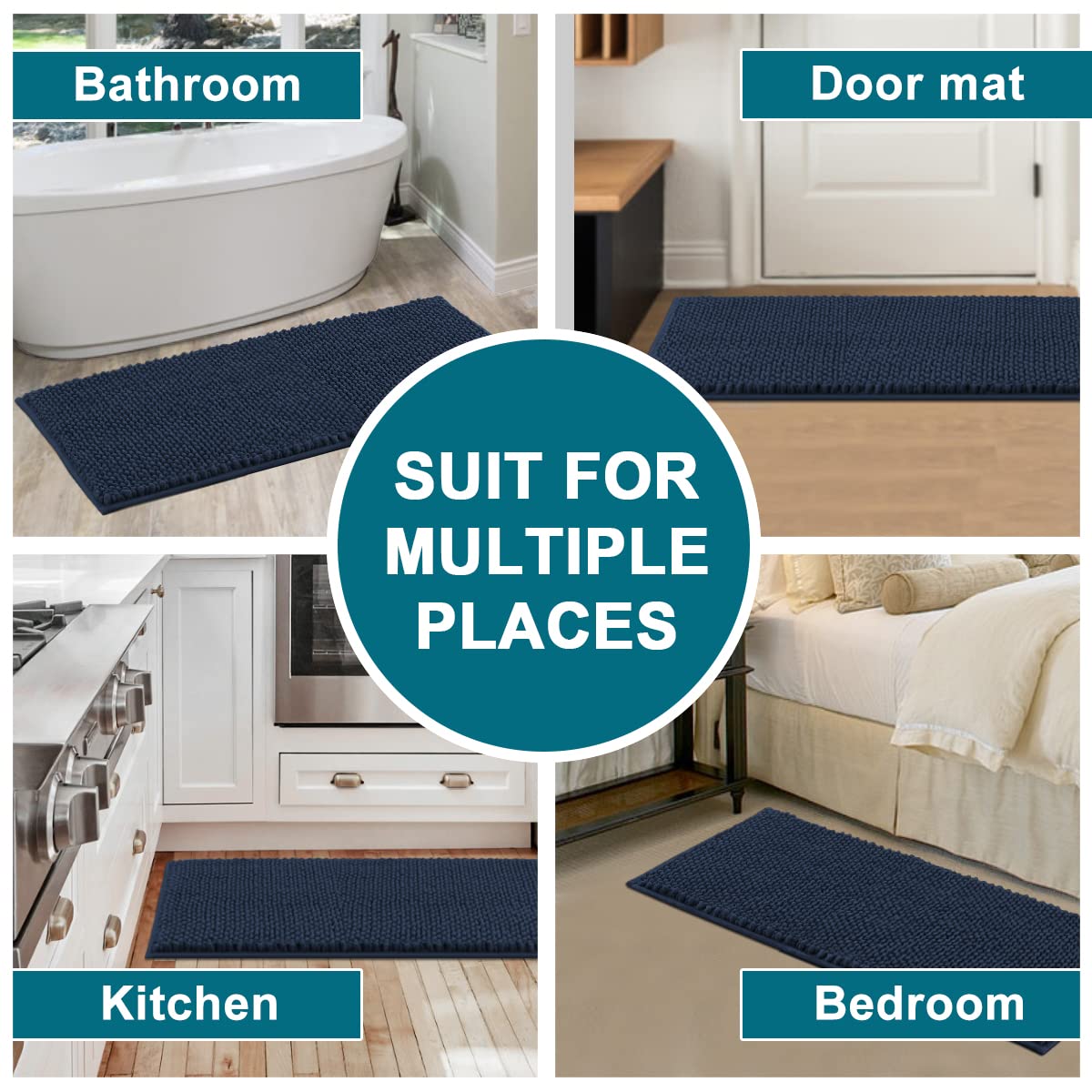 Non-Slip Chenille Bath Mat - Ultra Plush 47