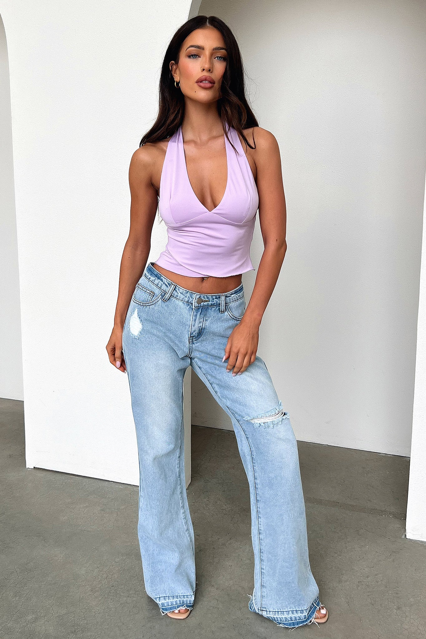 Athena Women's Purple V-Neck Top | Flowy Casual Blouse for Everyday Wear | Perfect for Work, Dates & Outings