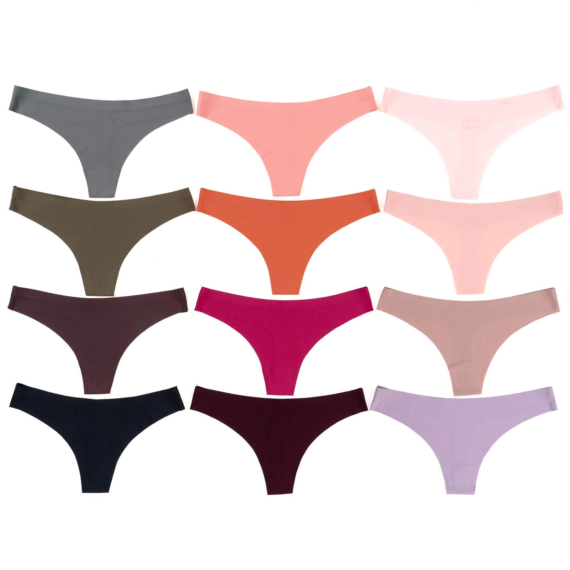 Alyce Intimates 12-Pack Women's Laser Cut Thong Underwear - Seamless Comfort for Everyday Wear, Yoga & Workout