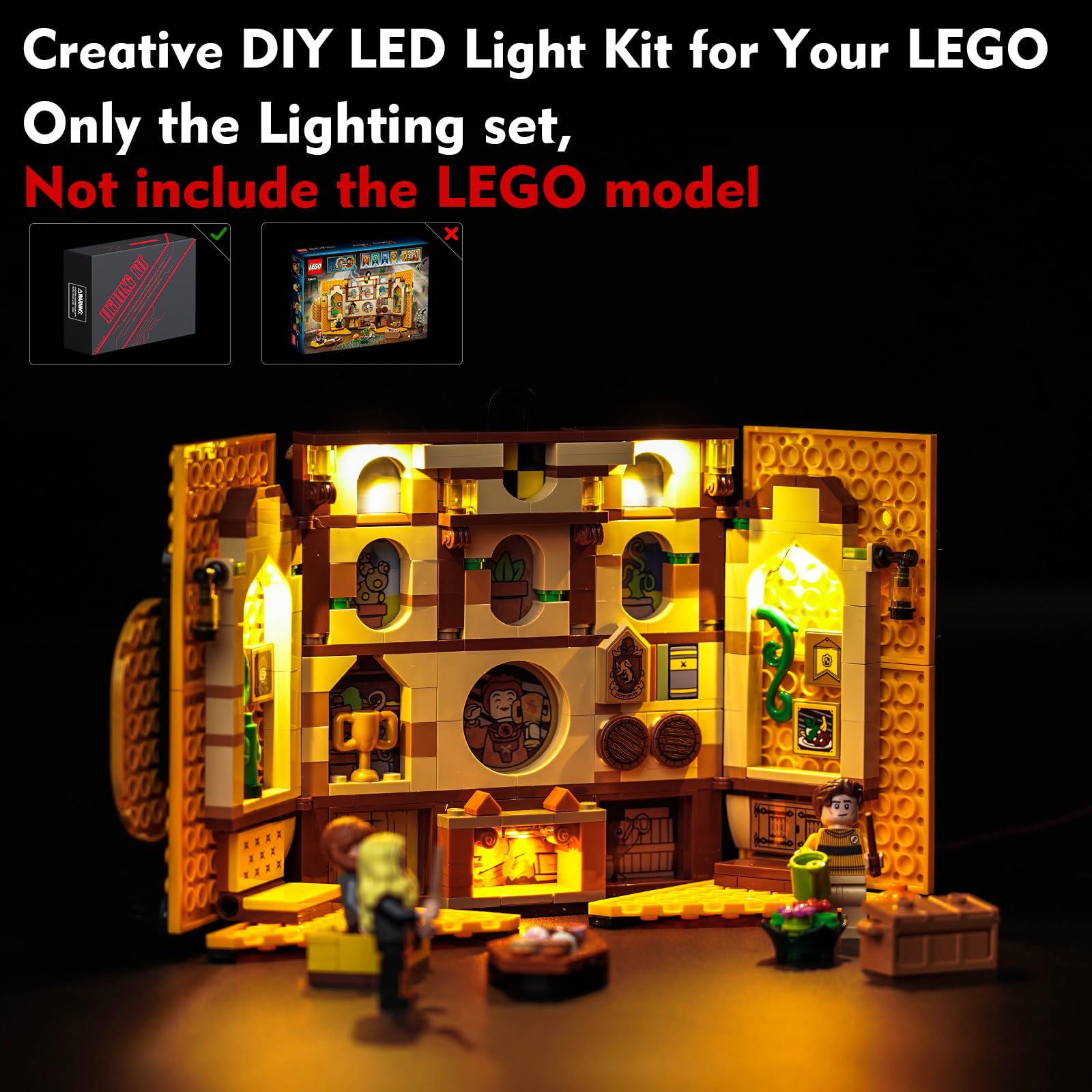 LED Light Kit for Lego Hufflepuff House Banner 76412 - Creative Lighting Set Gift for Lego 76412 Building Set (Lights Only) | Perfect for Harry Potter Fans & Lego Display Enhancement