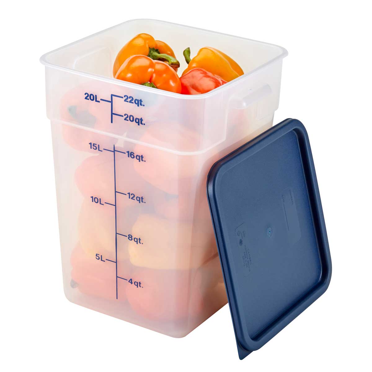 Cambro 22SFSPP190 CamSquare 22 Quart Translucent Food Storage Container - Ideal for Commercial Kitchens, Restaurants, and Bulk Food Storage