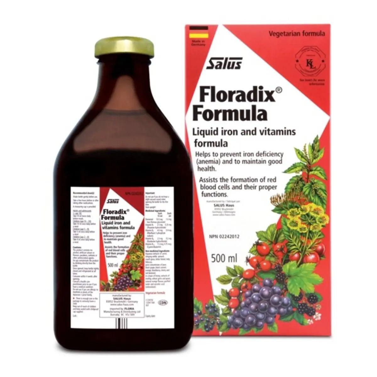Floradix Iron + Herbs Liquid Supplement - 500ml Bottle for Energy & Vitality - Supports Healthy Blood & Immune System - Ideal for Anemia, Fatigue & Pregnancy Wellness