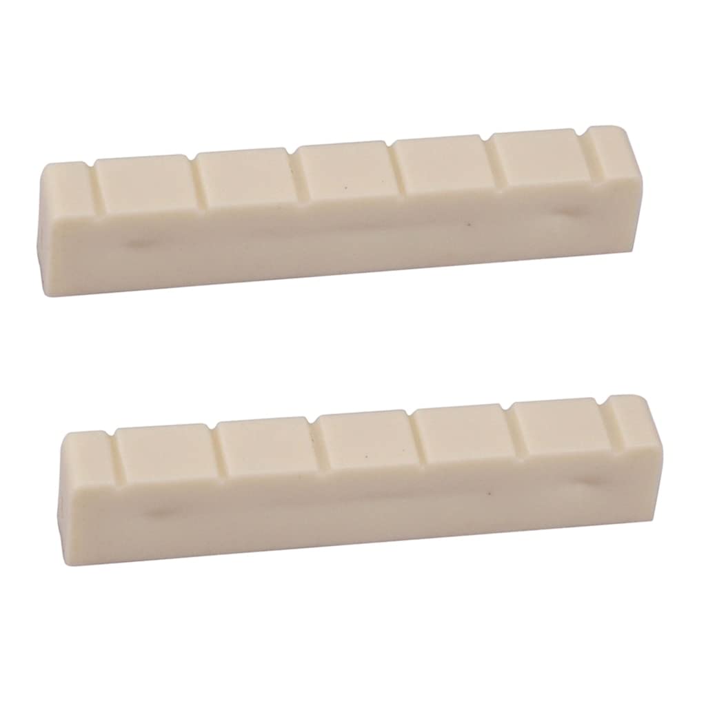 2Pcs Classical Guitar Bone Nuts 48mm 6 String Slotted - Premium White Guitar Nut Replacement Parts for Classical Acoustic Guitars | Perfect for Guitar Repair & Maintenance