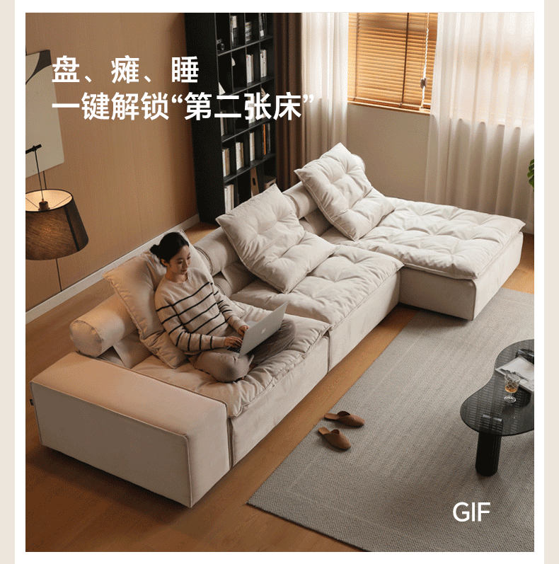 Luxury French Cream Fabric Modular Sectional Sofa - Customizable Living Room Furniture for Modern Home & Office Decor