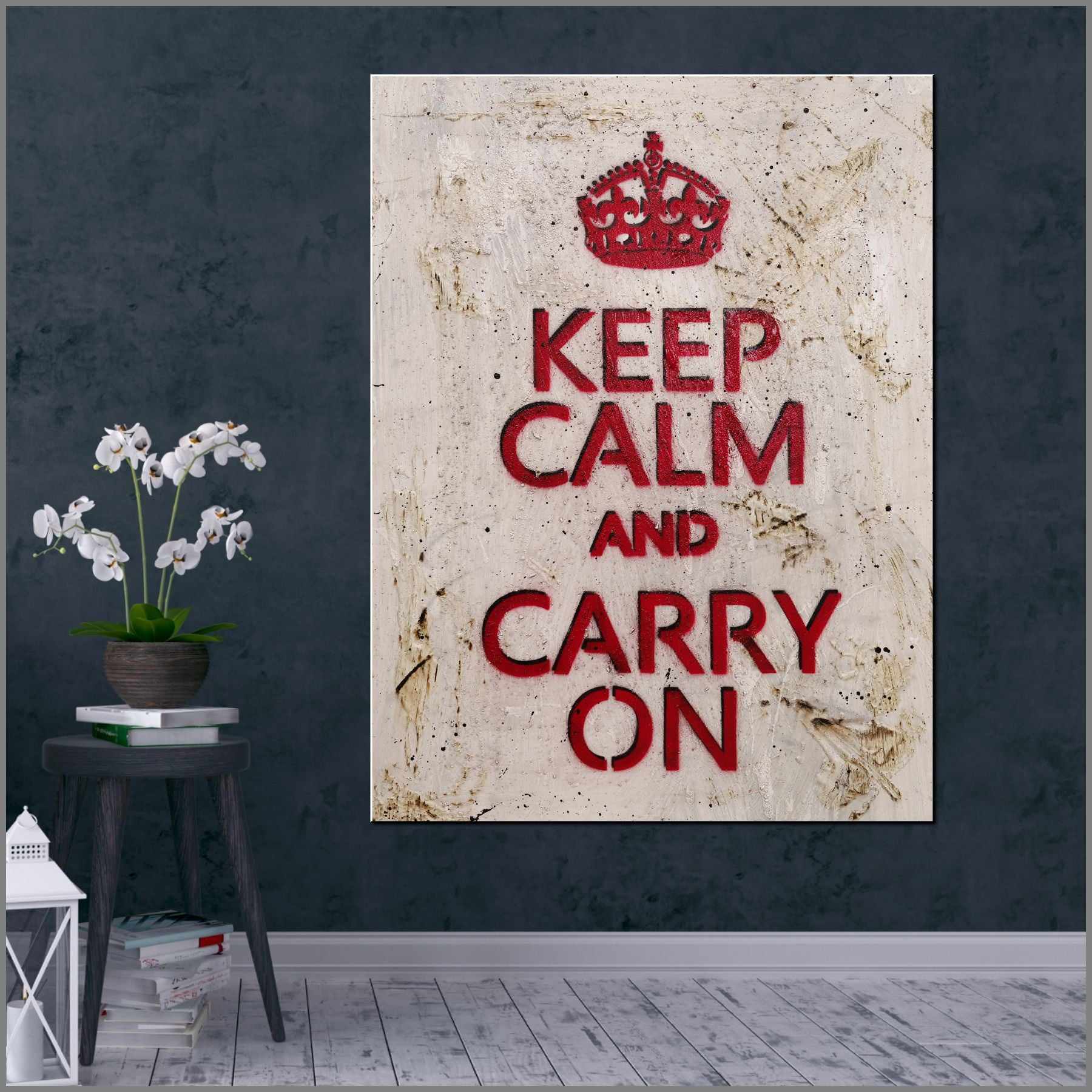 Keep Calm and Carry On Urban Pop Art Painting - 75cm x 100cm Modern Wall Decor for Living Room, Bedroom & Office | Vintage British Poster Style Home Artwork