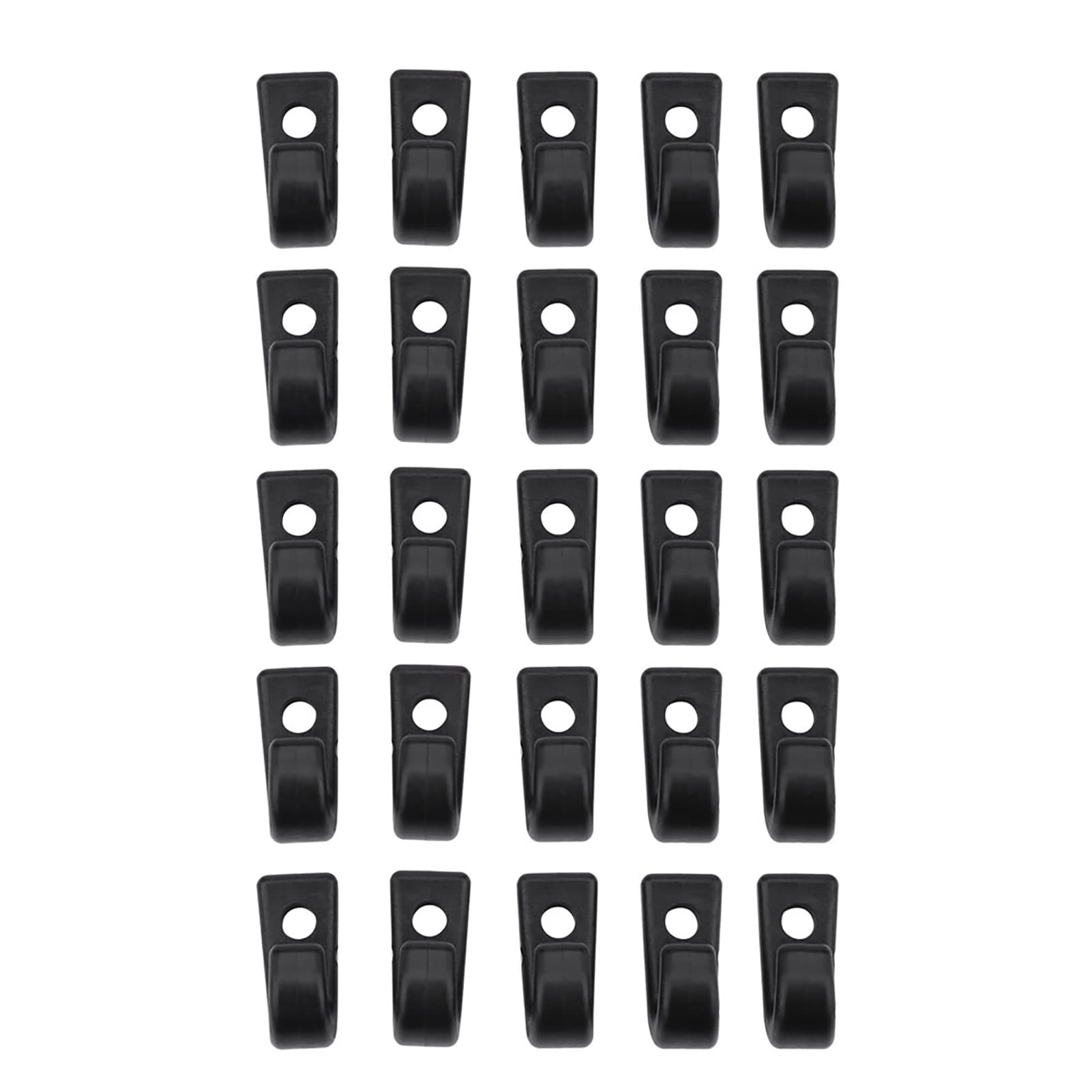 25 Pcs Heavy Duty Nylon J Hooks - Wear Resistant Lashing Hooks for Kayak, Canoe & Boat Accessories - Secure Tie Down Hooks for Bungee Cords, Cargo Straps & Outdoor Gear (Camping, RV, Marine Use)