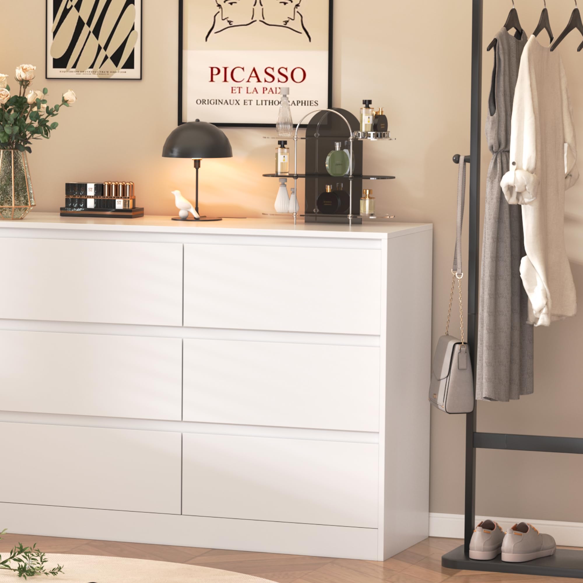 Large 9-Drawer Dresser for Bedroom - Wide White Dresser with Deep Storage Drawers - Perfect for Nursery, Living Room, Entryway & Hallway Organization
