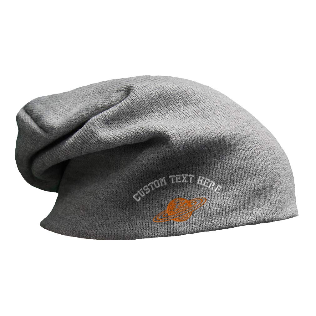 Trendy Saturn Planet Silhouette Embroidered Slouchy Beanie for Men & Women - Soft Skull Cap for Winter, Outdoor Activities & Streetwear Fashion