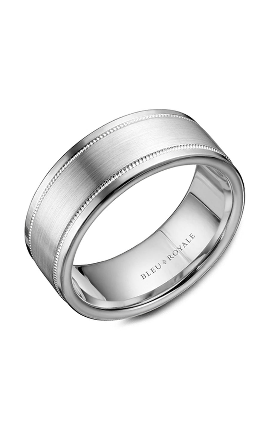 Bleu Royale Men's Wedding Band RYL 038W85 - 14K White Gold Classic Ring for Groom, Engagement & Anniversary - Perfect for Formal Events & Romantic Occasions