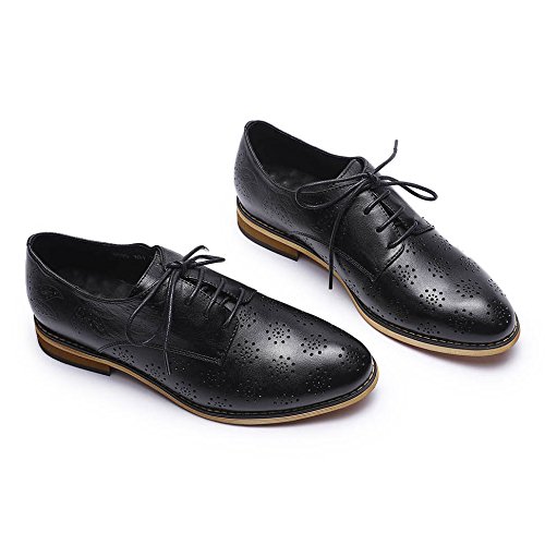 Women's Printed Oxford Brogue Derby Shoes - Lace-Up Leather Wingtip Shoes for Women - Stylish & Comfortable for Office, Casual & Formal Wear