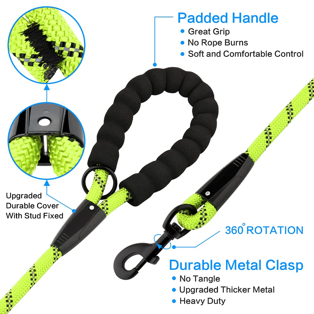 Plutus Pet Heavy Duty Rope Dog Leash with Comfortable Padded Handle - Reflective 4/5/6 FT Strong Leash for Small, Medium & Large Dogs (1/2
