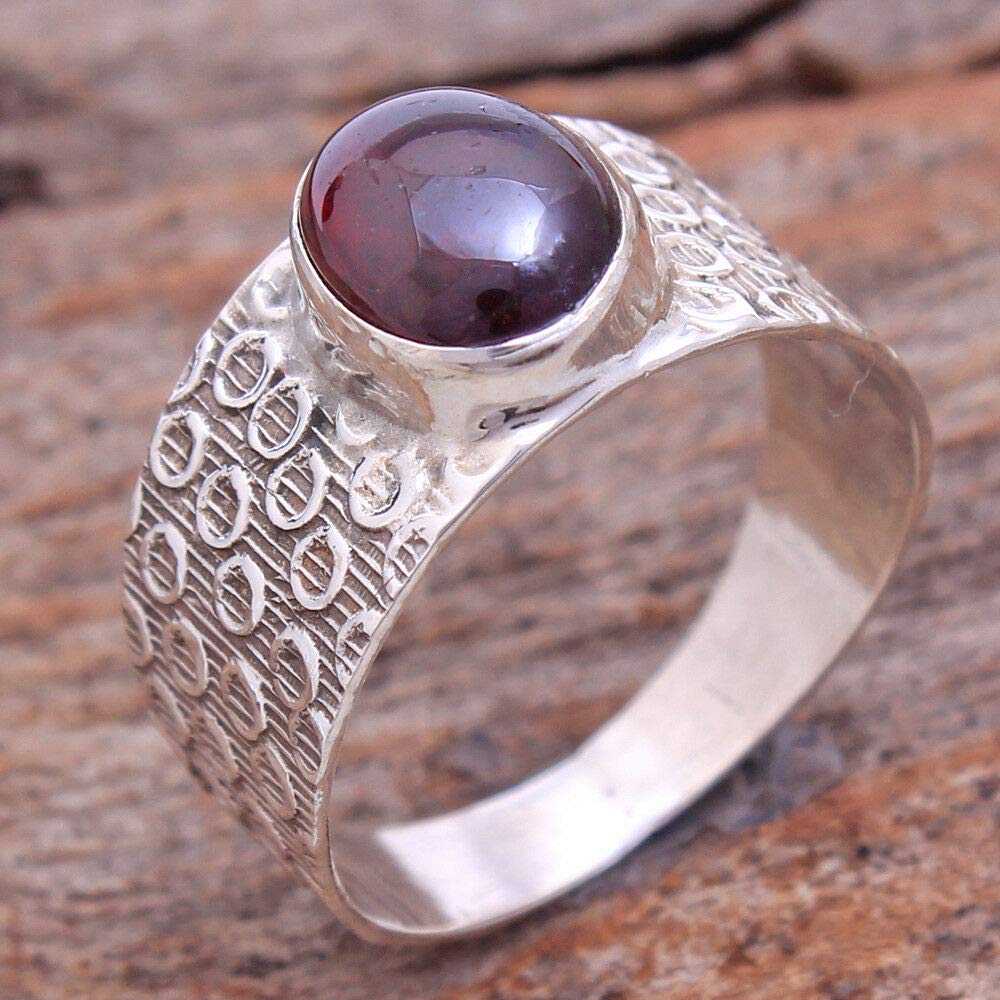 925 Sterling Silver Mozambique Garnet Rings for Women – Red Oval & Round Bridesmaid Rings, Handmade Bezel Set Gemstone Jewelry | Perfect for Weddings, Anniversaries & Special Occasions