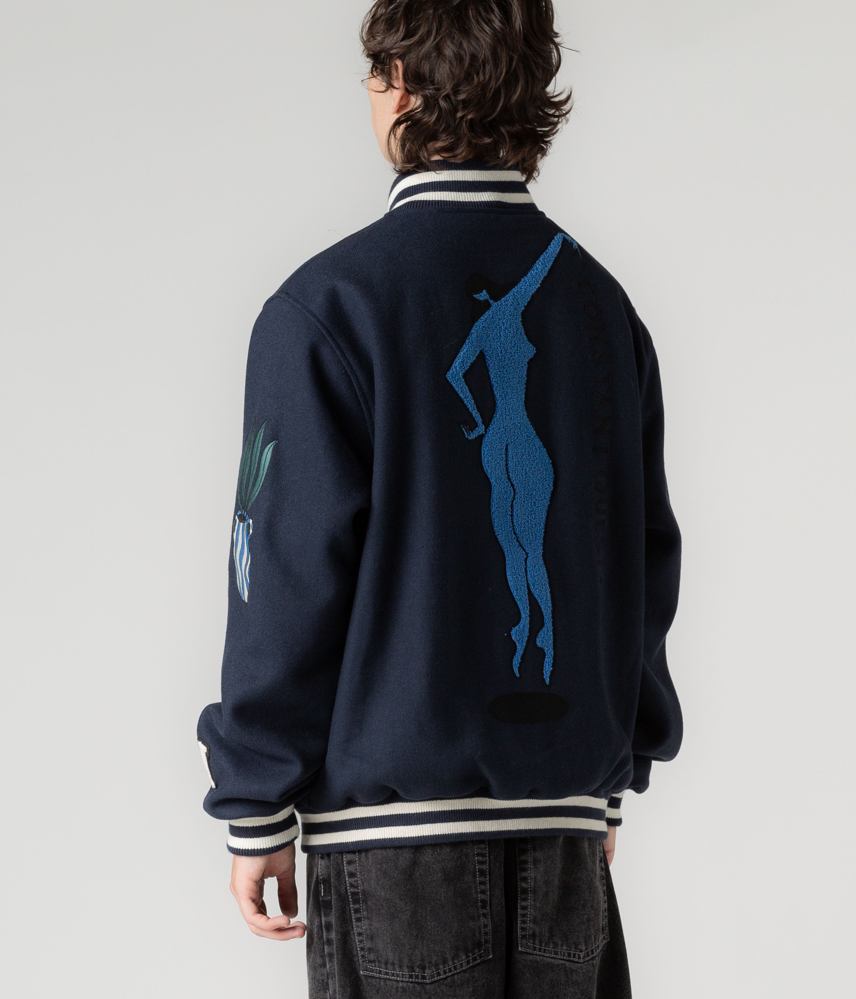 Parra Run Sit & Bike Varsity Jacket - Navy Blue Vintage Style Baseball Jacket for Men & Women - Perfect for Cycling, Running & Casual Wear