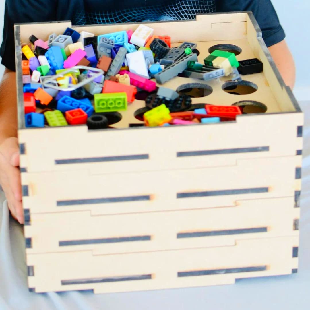 Lego Building Blocks Organizer Box - Storage & Sorting Tray for Kids' Construction Toys, Gift Ideas for Boys & Girls - Perfect for Playrooms, Classrooms & Travel Organization