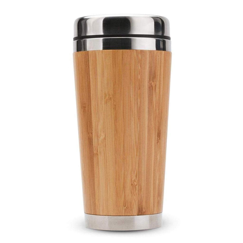 SEIJY Stainless Steel Insulated Travel Coffee Mug with Leak-Proof Lid - Reusable Bamboo Coffee Cup for Hot & Cold Drinks - Perfect for Office, Commuting, Camping and Outdoor Activities