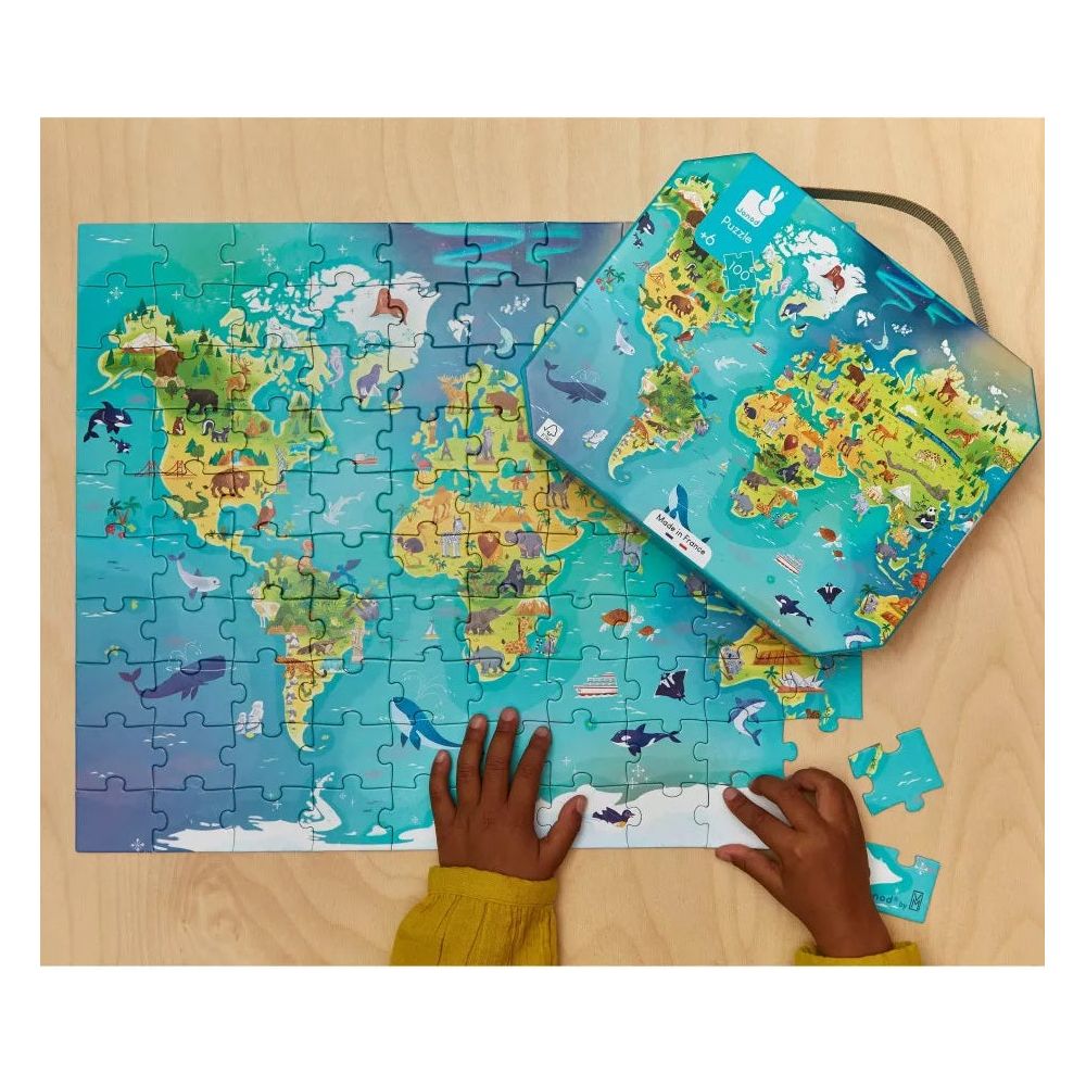 100 Piece World Puzzle - Educational Jigsaw Puzzle for Kids & Adults - Perfect for Family Game Night & Brain Training Activities