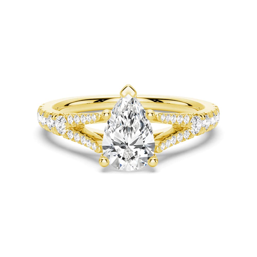 Exquisite Pear Shaped Split Shank Moissanite Engagement Ring - Perfect for Proposals, Anniversaries & Bridal Jewelry