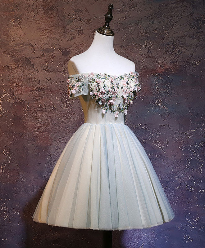Light Green Tulle Lace Applique Short Prom Dress - Elegant Homecoming Dress for Teens, Perfect for Parties, Dances & Special Occasions