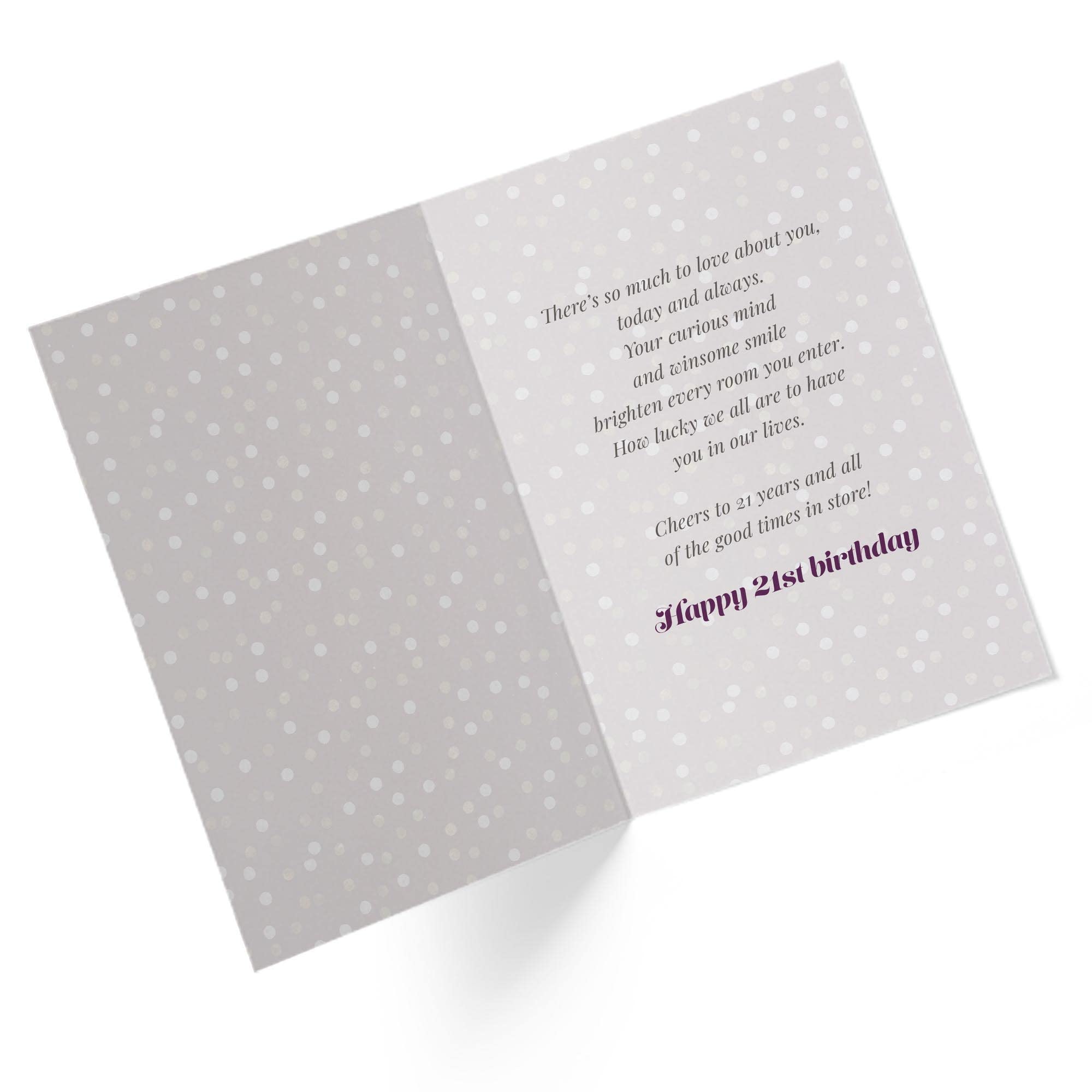 Happy 21st Birthday Card - Elegant 5x7.5 Inch Greeting Card with Envelope - Perfect for Milestone Birthday Celebrations, Parties & Special Gifts
