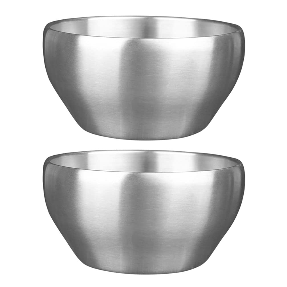 Cabilock 2-Pack Stainless Steel Bowls - Heat Resistant, Anti-Scald Serving Bowls for Soup, Noodles, Rice & Salad | Perfect for Kitchen, Dining & Outdoor Use