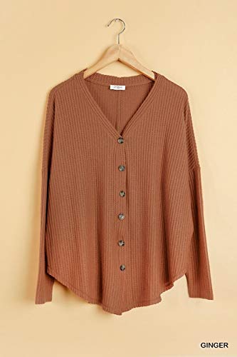 Umgee Women's Waffle Knit Button Front Cardigan Sweater - Cozy Fall & Winter Layering Piece for Office, Casual Outfits and Lounge Wear