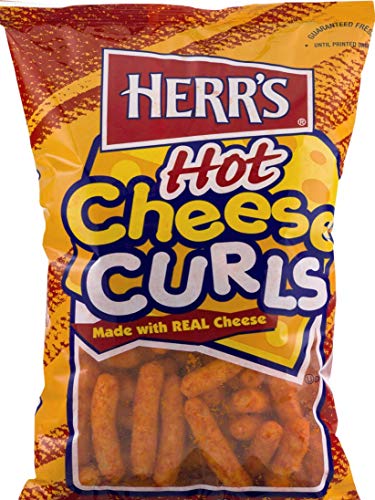 Herr's Baked Cheese Curls - Hot Cheese Flavor - 8 oz Bags (Pack of 3) - Crunchy Snacks for Parties, Movie Nights & Office Breaks