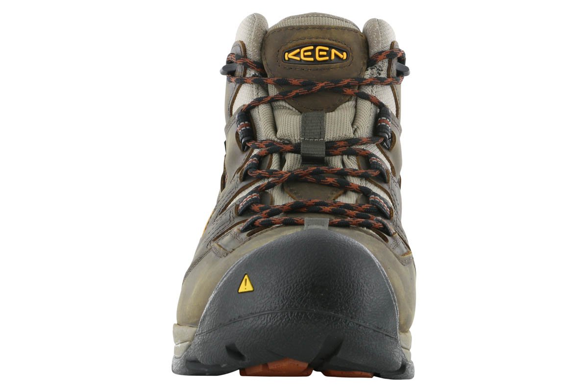 Keen Utility Detroit XT Mid Soft Toe Work Boots for Men - Brown Leather Safety Shoes for Construction, Hiking & Outdoor Work