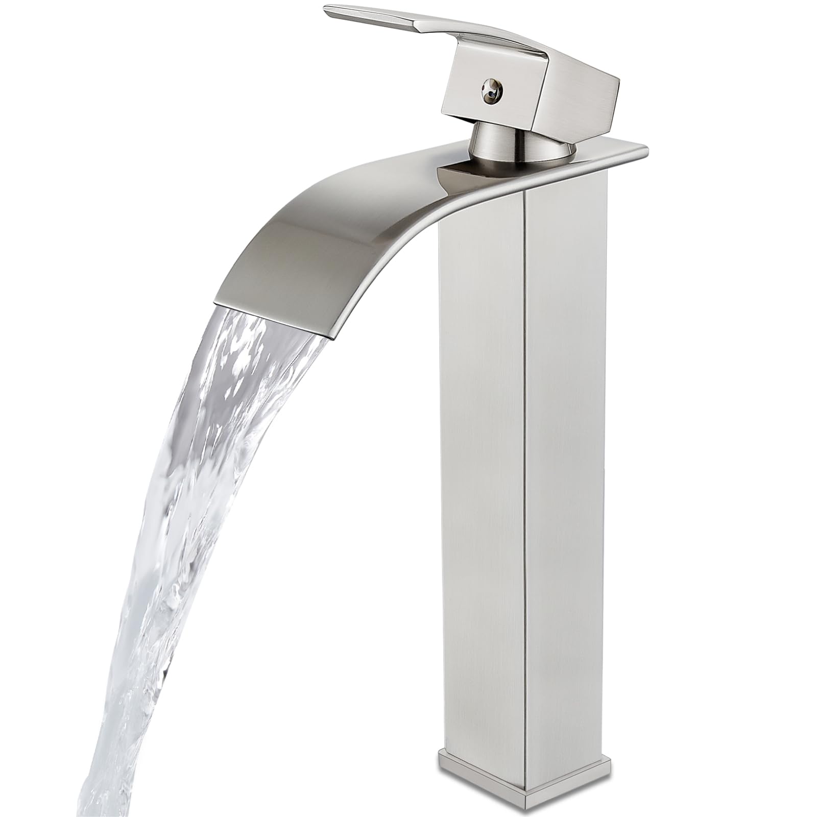 Modern Tall Waterfall Bathroom Faucet - Brushed Nickel for Sink & Vanity