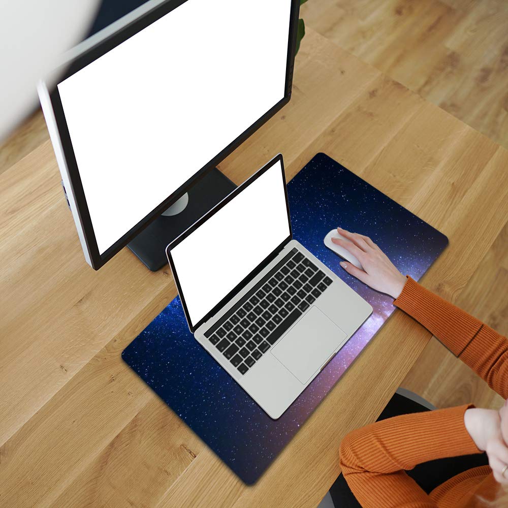 QIYI Galaxy PU Leather Desk Pad - Waterproof Computer Desk Mat & Non-Slip Keyboard Mouse Pad for Home & Office, Large Size 31.5