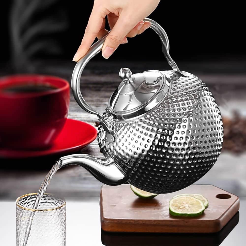 SANQIAHOME 1500ml Stainless Steel Teapot with Infuser - Induction & Gas Compatible Tea Kettle with Ergonomic Handle - Perfect for Home, Office, and Tea Ceremonies