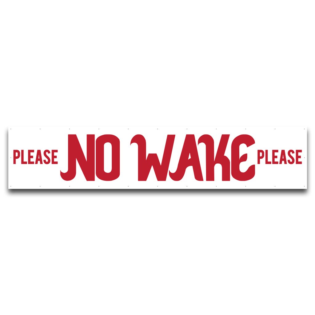 VictoryStore No Wake Yard Sign - 3x15 ft Durable Vinyl Banner for Outdoor Lawn Decor, Wind Resistant Mesh - Perfect for Lakeside Homes, Boat Docks & Waterfront Properties