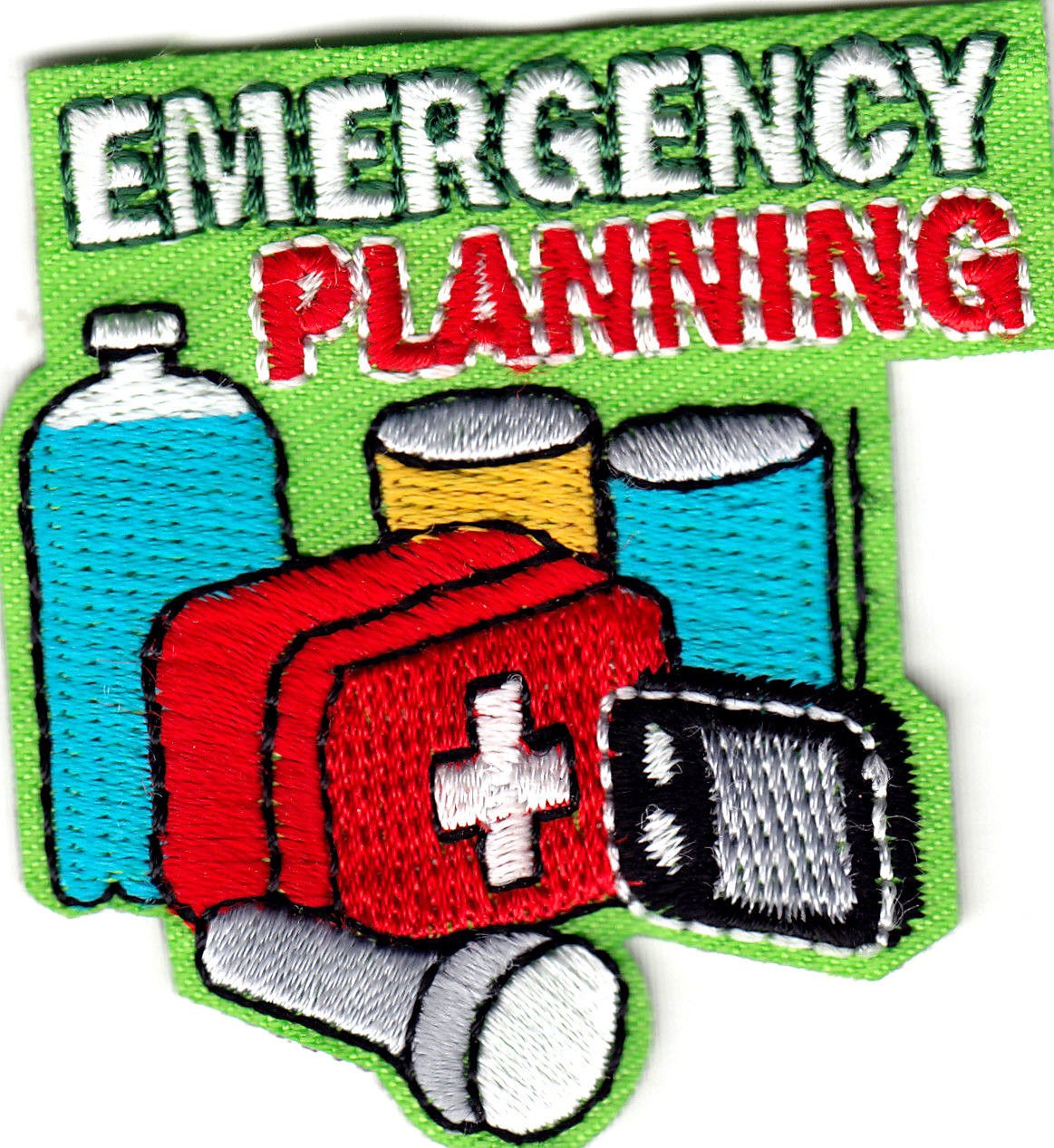 Emergency Planning First Aid Kit - Red Cross Approved Iron-On Embroidered Patch for Survival Gear, Medical Bags & Disaster Preparedness