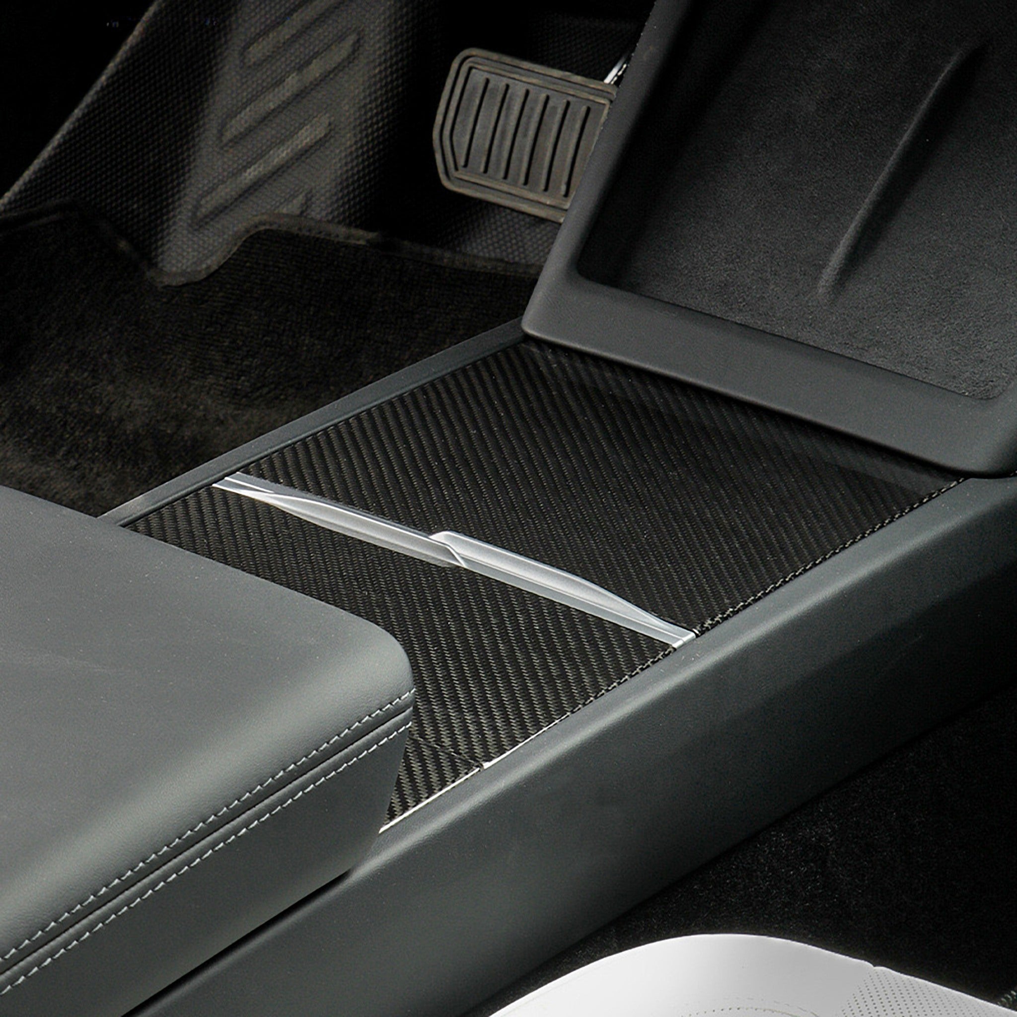 Premium Real Carbon Fiber Center Console Overlays for Tesla Highland 2024+ Model 3 (3-Piece Set) - Upgrade Interior & Protect from Scratches for Daily Driving & Road Trips
