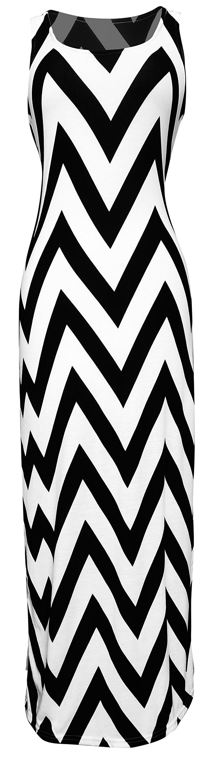 Boho Chic Women's Maxi Dress with Chevron Pattern - Flowy Summer & Spring Long Dress for Beach, Vacation, and Casual Outings
