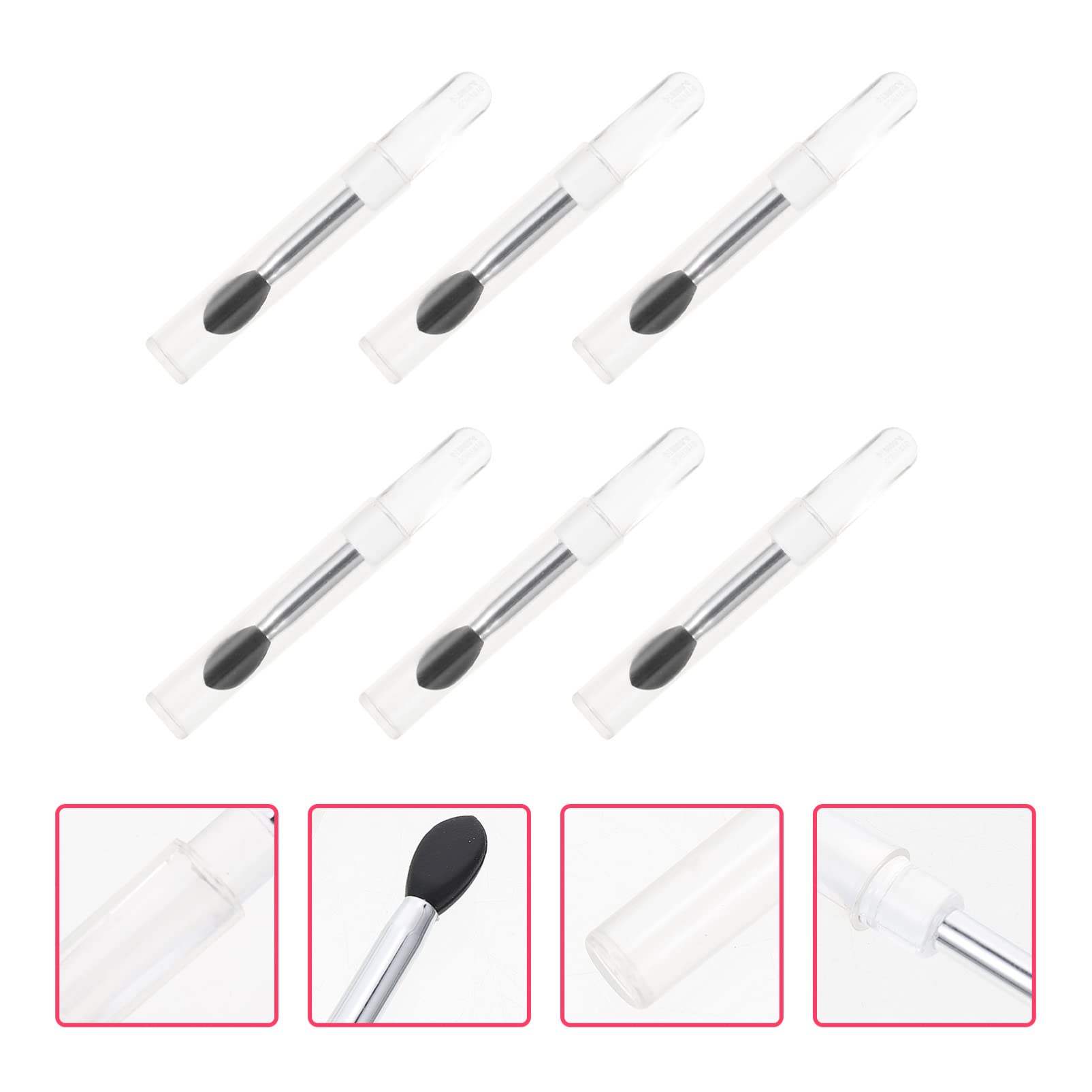 FOMIYES 6Pcs Silicone Lip Mask Brush Set - Lipstick Applicator Brush, Lip Balm Brush with Cover - Soft Cosmetic Brush for Sheer Lipstick & Lip Care - Perfect for Makeup Kits & Travel Essentials