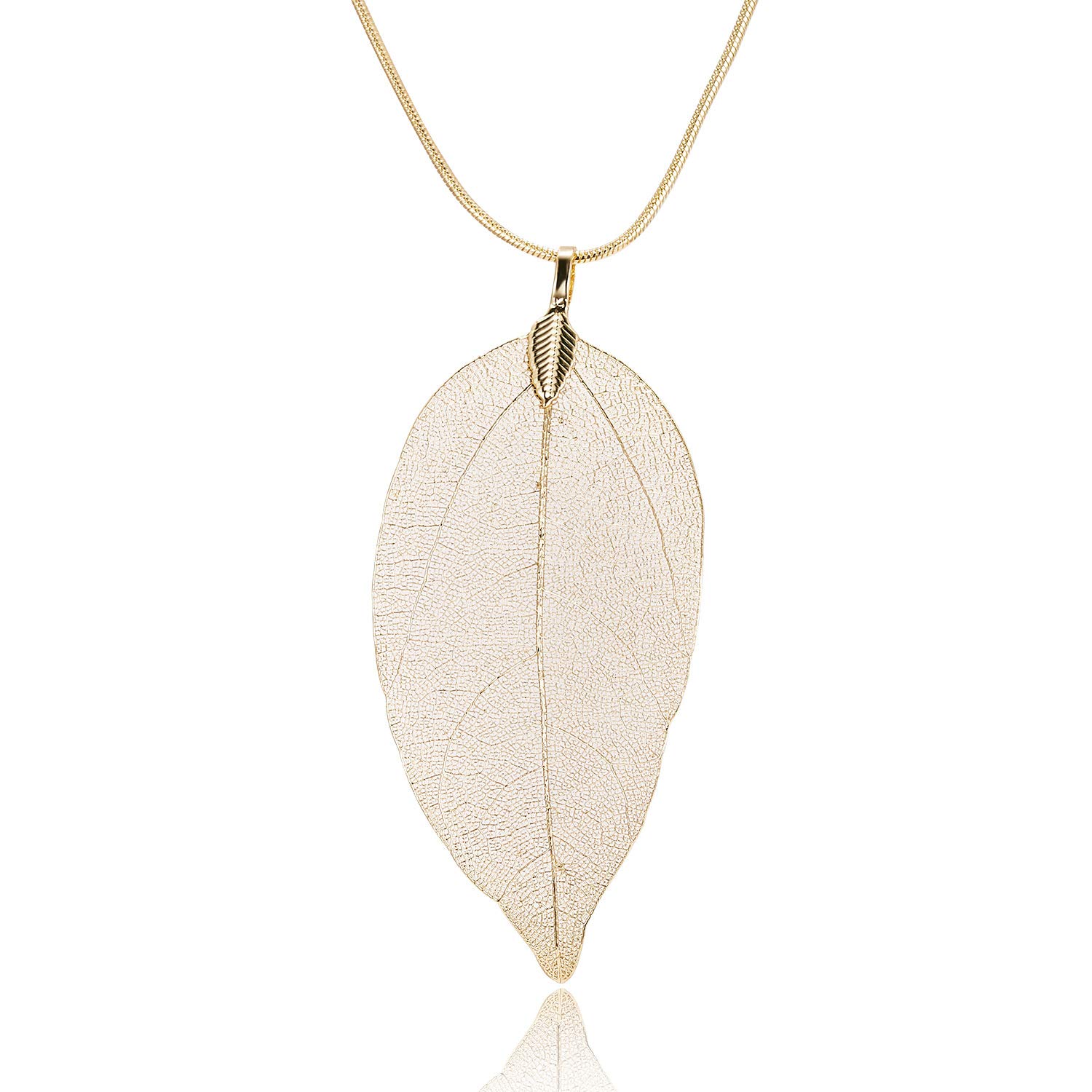 Boho Long Leaf Pendant Necklace for Women - Handmade Dangle Jewelry Gift for Sister, Mom, Friends - Perfect for Birthday, Valentine's Day & Mother's Day - Boho Chic Style for Everyday Wear & Special Occasions