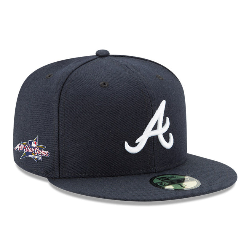 New Era 59Fifty Atlanta Braves 2025 All Star Game Patch Snapback Hat - Navy Blue Baseball Cap for Men - Perfect for MLB Games, Sports Fans & Streetwear Fashion