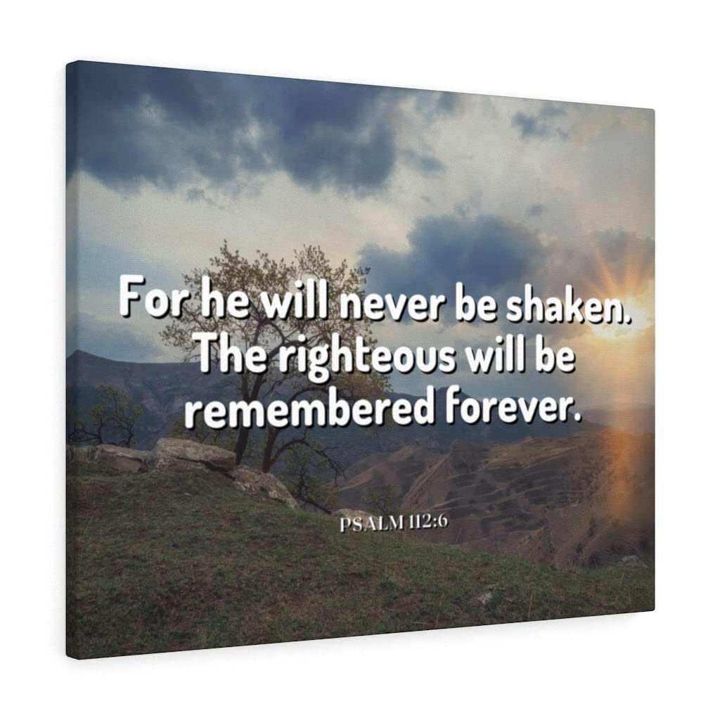Christian Wall Art with Bible Verse Psalm 112:6 - Ready to Hang Scripture Print for Home Decor, Gift for Religious Occasions, Weddings & Faith-Based Interiors