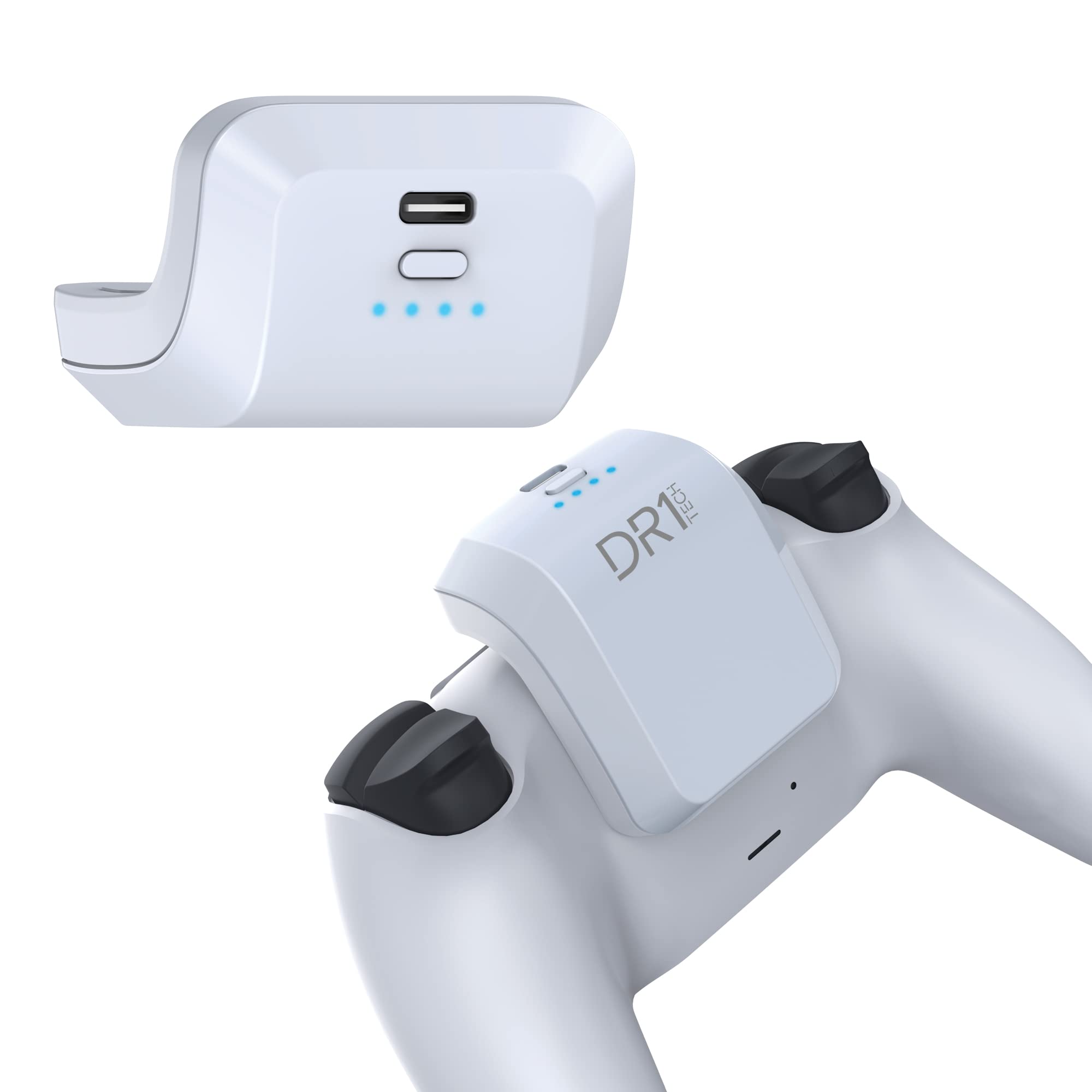 DR1TECH 1500mAh Rechargeable Battery for PS5 DualSense Controller - Extended Playtime, Ergonomic Design (White) | Perfect for Gaming Marathons & Wireless Play | PS5 Accessories & Replacement Battery Pack