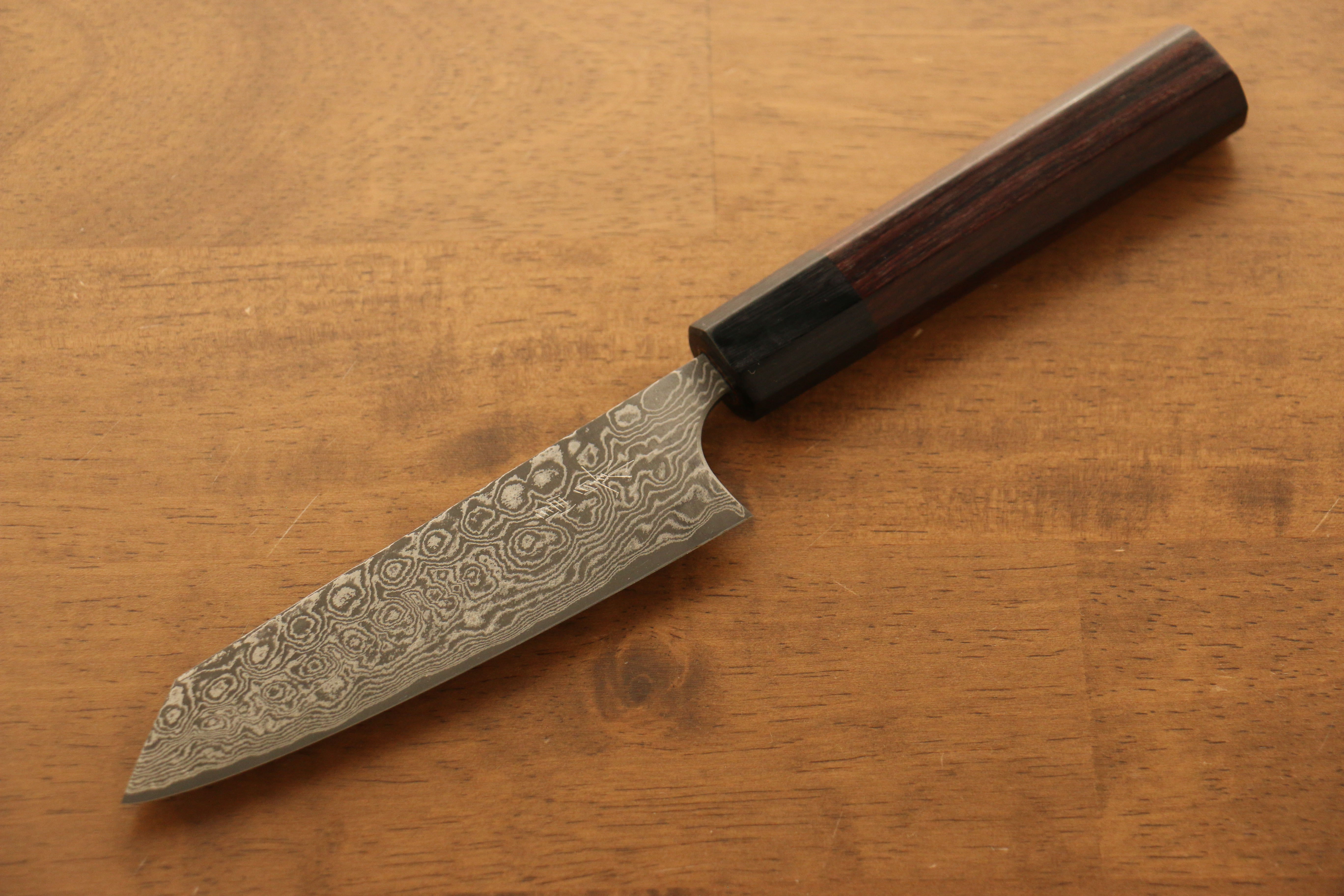 Masakage Kumo VG10 Damascus Small Bunka Knife 120mm with Shitan Handle - Premium Japanese Kitchen Knife for Slicing, Dicing & Precision Cutting