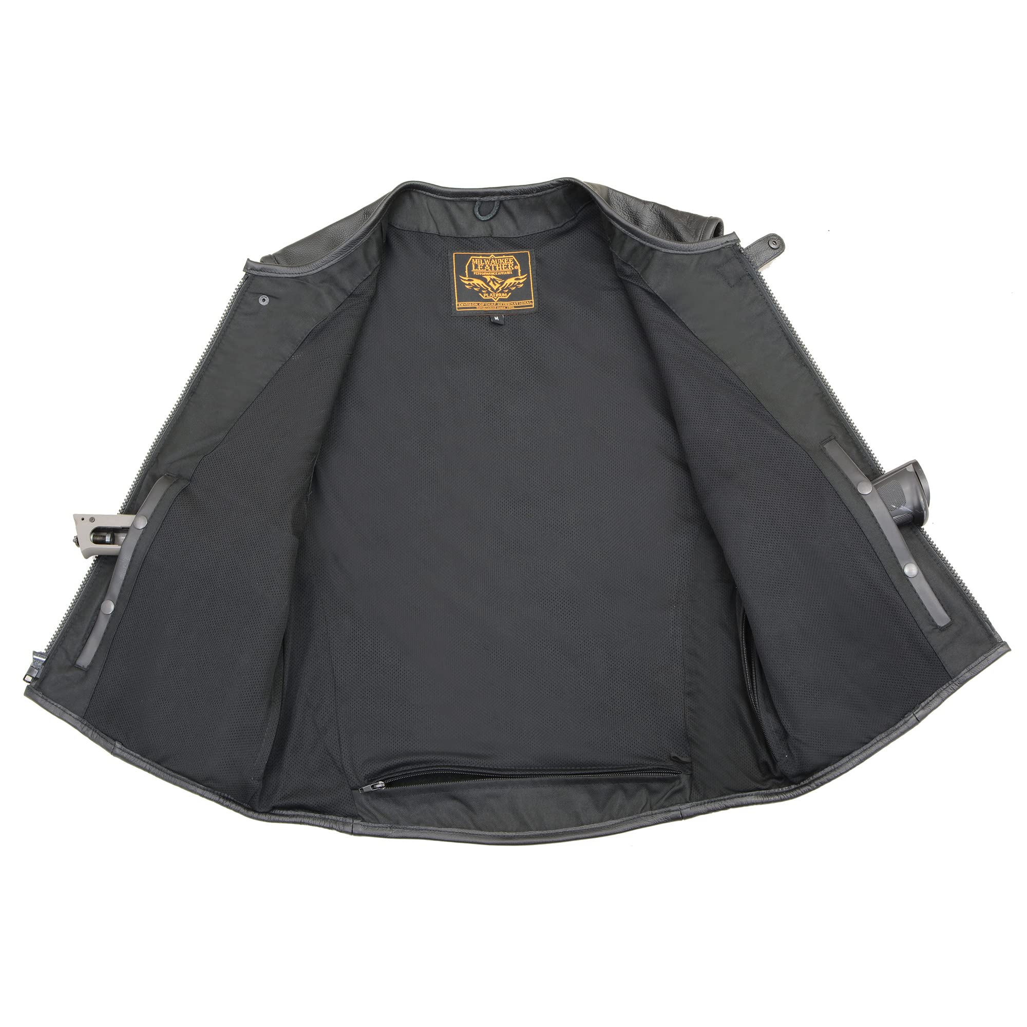 Milwaukee Leather Men's SWAT Style Zipper Front Leather Vest - Large Size | Tactical Gear for Outdoor, Motorcycle & Security Use