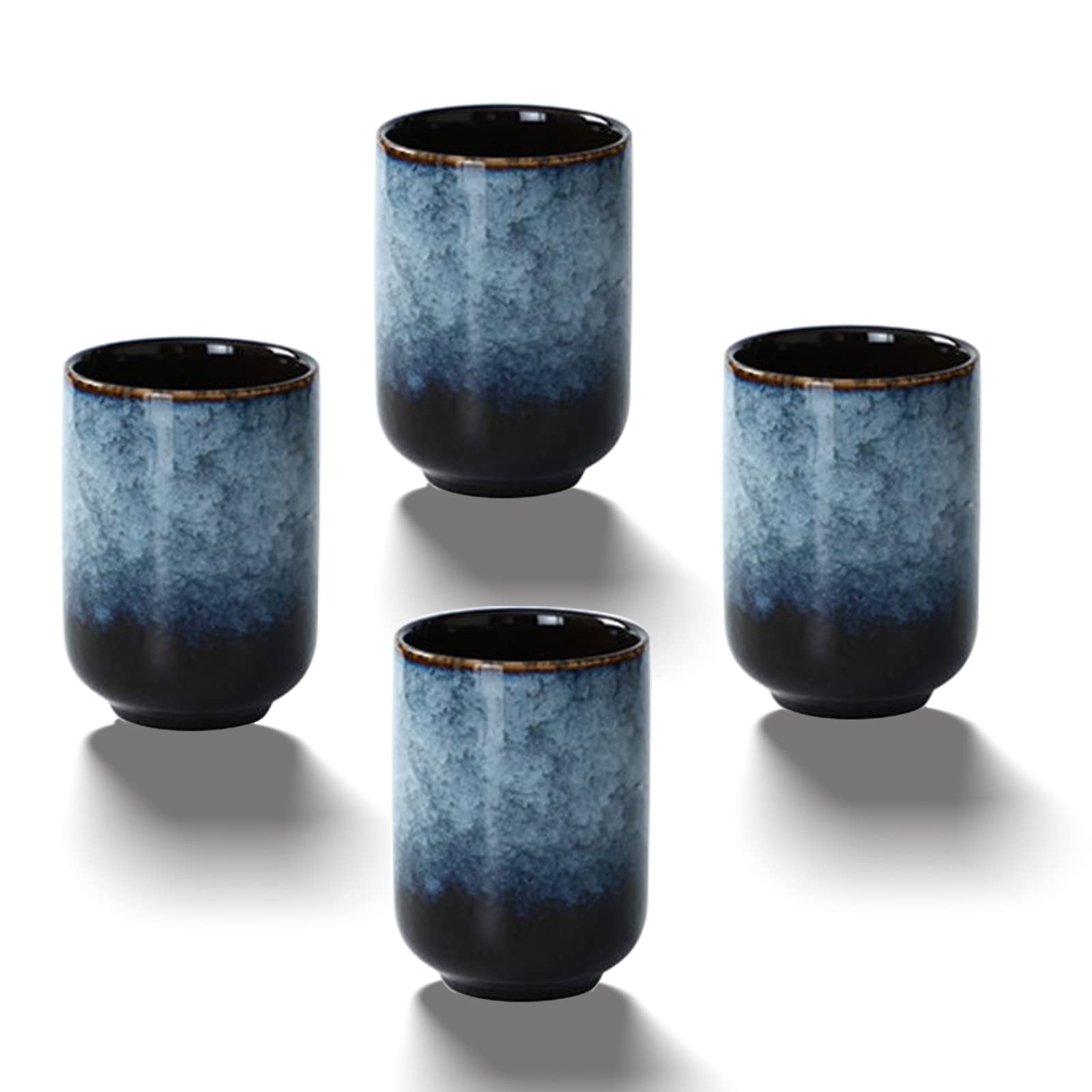Premium 4-Piece Large Ceramic Tea Set - Chinese Style Tea Cups & Coffee Mugs - Durable Mate Tea Cup Collection (Grey) - Perfect for Home, Office & Gift Giving