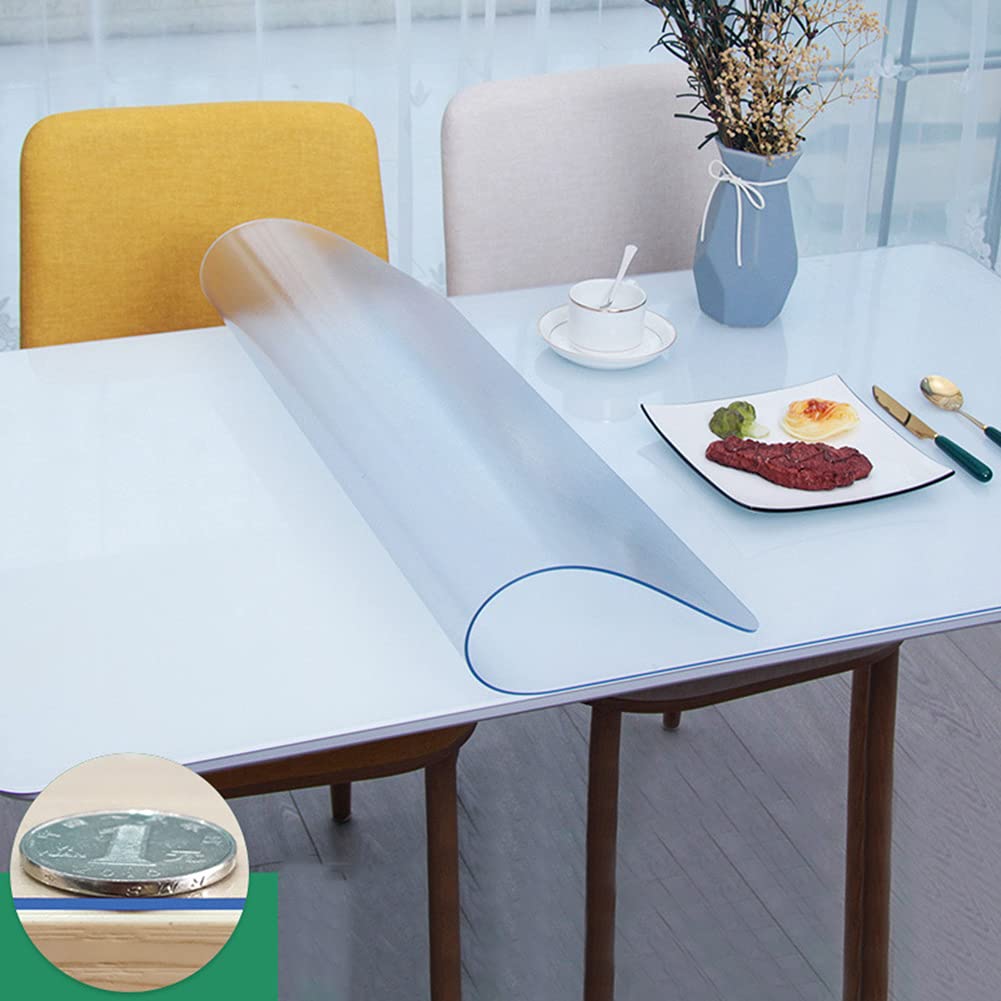 Clear Plastic Tablecloth - 60 x 84 Inch (152x213cm) Waterproof Transparent Table Cover for Dining Room, Kitchen, Party & Outdoor Use - Durable & Easy Clean Desk Protector Mat for Family Gatherings, Restaurants & Events