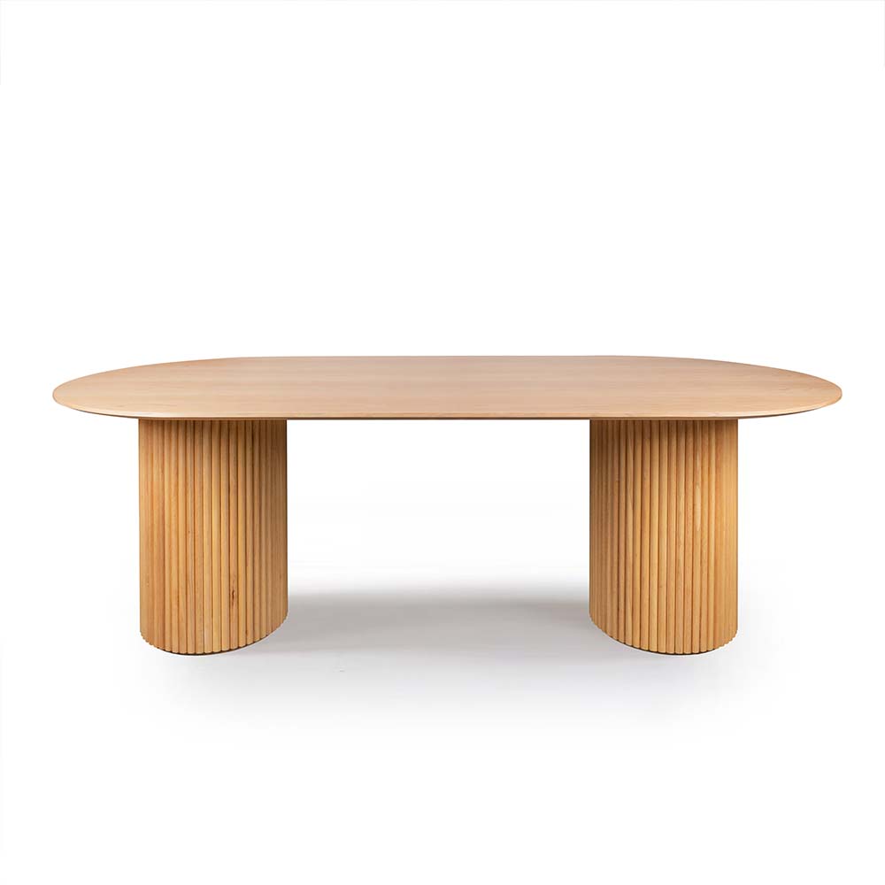 220cm KELYN Solid Wood Dining Table - Natural Finish for Modern & Farmhouse Dining Rooms | Perfect for Family Gatherings & Dinner Parties
