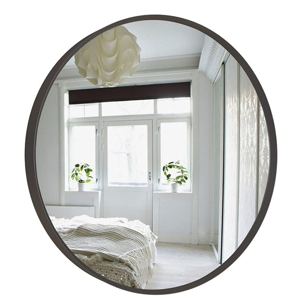 Black Round Wall Mirror - 50cm Bathroom Vanity & Makeup Mirror for Home Decor